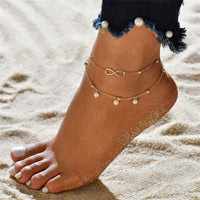 Vintage Boho Multi Layer Beads Anklets For Women Fashion Sun Pendent Anklet Handmade Chain Foot Party Jewelry Leg Bracelet