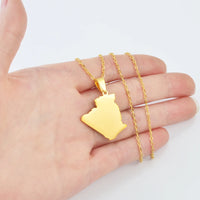 Anniyo 2.9cm Algeria Map Pendant Necklaces for Women Men Ethnic Jewelry Stainless Steel Algérie #316221