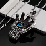 Evil Hand Necklace, Gothic Eye Pendant, Vintage Punk Jewelry, Dark Occult Symbol, Stainless Steel Chain, Gift for Men & Women