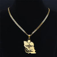 2024 New fashion stainless steel Iran map Ahura necklace Zoroastrian Iran cut Persian Empire collarbone chain accessories access