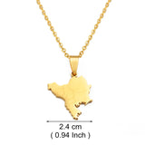 Anniyo 2.4CM Balkan Peninsula Map Pendant Necklaces For Women Girls‎ Stainless Steel Jewelry #539162