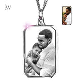 3D Crystal Photo Custom Necklace Rectangle,Customized Gift for Father,Men,Women,Him,Her,Personalized Gifts With Your Own Photo