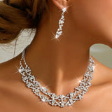 Ladies' light luxury style design necklace, earrings, jewelry set suitable for weddings, gatherings, holidays, gifts