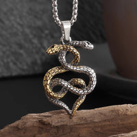 Retro Punk Double Headed Snake Animal Pendant Necklace for Men Women Fashion Rock Hip Hop Party Nordic Jewelry Gift