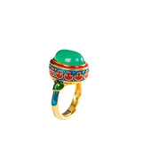 Original ancient gold craftsmanship natural carnelian rings for women flower enamel national style light luxury Wedding jewelry