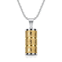 Stainless Steel Om Mani Padme Hum Prayer Wheel Mantra Buddhism Rotatable Necklace Cremation Jewelry Capsule Ash Urn Holder