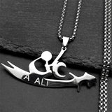 YA ALI Islamic Imam Ali Zulfiqar Sword Pendant Necklace for Women Men Stainless Steel Gold Color Quran Amulet Chain Jewelry