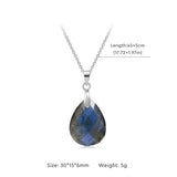 Fashion Natural Labradorite Necklace Pendant Triangle Round Teardrop and Other Ladies Friendship Mother Gift Necklace Jewelry