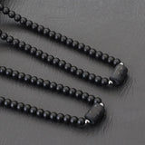 Unique Black Onyx Stone 12 Constellations Necklace For Men 19 Inches Stainless Steel Buckle Short Collar Casual Accessories Him