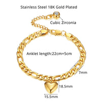Anklet For Women Gold Color Stainless Steel Cuban Link Ankle Bracelets Summer 2022 Fashion Leg Chain Beach Foot Jewelry Ancklets