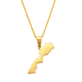 Anniyo Morocco Map Pendant Necklaces for Women Men,Ethnic Jewelry Stainless Steel Le Royaume du Maroc @313621