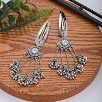 New Ethnic Indian Gold Color Crystal Long Tassel Hairpins Geometric Retro Hair Clips Girls Barrettes Slid Clip Fashion Jewelry
