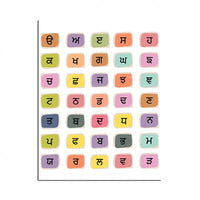 Punjabi Color Names, English Months, Weeks, Fruits and Vegetables Names, Punjabi (Gurmukhi) Alphabet Chart Poster, Sikh Poster