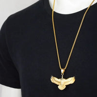 Domineering Flying Eagle Animal Pendant Necklace Men's Fashion Rap Cool Trendy Party Jewelry