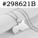 Anniyo Central African Map Pendant Necklaces for Women Men Stainless Steel African Centrafricaine Jewelry #298621