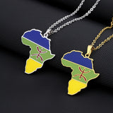 2024 New fashion stainless steel Africa map Berber necklace for men and women geometric titanium steel pendant ethnic style coll