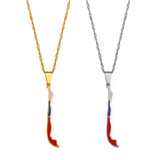 Anniyo Chile Map Flag Pendant Necklaces Gold Color Silver Color Charm Republic of Chile Jewelry Chilean  #244221