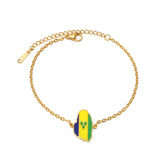 Anniyo 2025 Saint Vincent Map Colorful Flag Bracelet St. Vincent Jewelry Banglets for Women Girls Stainless Steel #002762