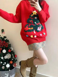 Round Neck Christmas Sweater for Women 2025 New Winter Lazy Heavy Industry Knitted Sweater