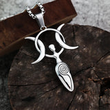 European and American Style Personalized Star and Moon Goddess Fashion Simple Men's Pendant Necklace Stainless Steel Jewelry