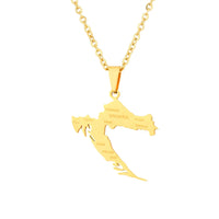 2024 New fashion stainless steel Croatia map and city necklace men's and women's geometric ethnic style collarbone chain anniver