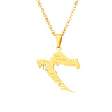 2024 New fashion stainless steel Croatia map and city necklace men's and women's geometric ethnic style collarbone chain anniver