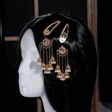 New Ethnic Indian Gold Color Crystal Long Tassel Hairpins Geometric Retro Hair Clips Girls Barrettes Slid Clip Fashion Jewelry