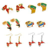 Anniyo Guadeloupe Reunion Island Martinique French Guiana Antigua Map Earrings for Women Girls Stainless Steel Jewelry #533962