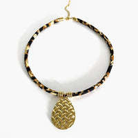 Stainless Steel Leopard Polyester Flower Heart Sun Drop Collar Necklace Personality Popular Gold Color Necklaces Jewelry Gift