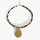 Stainless Steel Leopard Polyester Flower Heart Sun Drop Collar Necklace Personality Popular Gold Color Necklaces Jewelry Gift