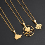 Canada Flag and Map Necklaces For Women Stainless Steel Canadian Maple Leaf Jewelry #530362