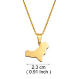Anniyo 2.3CM Spain El Hierro Map Pendant Necklaces for Women Stainless Steel Jewelry #011062
