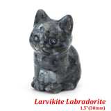 1.5" Cat Figurine Natural Stone Crystal Hand-carved Crystal Animal Statue Chakra Gem DIY Animal Handicrafts Artworks Home Decor