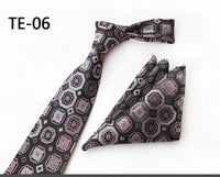 Royal Striped Paisley Ties For Men Luxury 8cm Necktie Pocket Square Cufflinks Gift Set Jacquard Weave Tie Suit Accessories