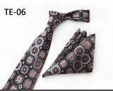 Royal Striped Paisley Ties For Men Luxury 8cm Necktie Pocket Square Cufflinks Gift Set Jacquard Weave Tie Suit Accessories
