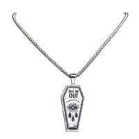 New fashionable punk DIG ME OUT coffin eye torn stainless steel pendant necklace accessory pendant sweater chain accessory
