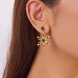 Delicate Multicolor Christmas Snowflake Stud Earrings for Women Zircon Pearl Dangle Piercing Earrings Girl New Year Party Gifts
