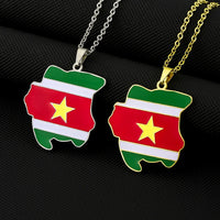 2024 New fashion stainless steel Republic of Suriname map flag necklace for women and men couples ethnic style accessories colla