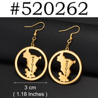 Anniyo New Arrivals Mayotte Big Earrings for Women Girls France Jewelry Stainless Steel Metal Hyperbole Ornaments #520162