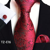 Royal Striped Paisley Ties For Men Luxury 8cm Necktie Pocket Square Cufflinks Gift Set Jacquard Weave Tie Suit Accessories