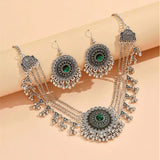 New Rhinestone Jewelry Sets Metal Beads Tassel Multilayer Necklace Earrings Set For Women Bijoux Statement Collar Necklace Set