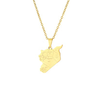 2024 new fashion stainless steel vintage Syria map with city pendant necklace temperament everything collarbone chain birthday a