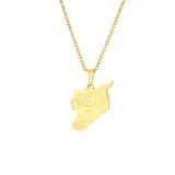 2024 new fashion stainless steel vintage Syria map with city pendant necklace temperament everything collarbone chain birthday a