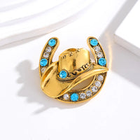 New U Letter Hat Design Brooch Shiny Rhinestone Men's Suit Denim Hat Pin Jacket Women's Corsage Jewelry Gifts