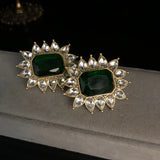 Emerald rhinestone exquisite fashion necklace earrings full of diamond high-end sweater chain earrings medieval all-match jewelr
