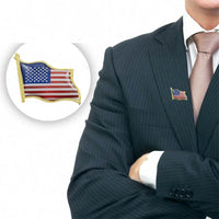 American Flag Hat Tie Tack Badge 3D Waving Lapel Pin United States Paint Pin Brooch Decor