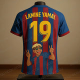 Yamal #19 Cartoon Portrait Football Tee – Anime Style Special Design Soccer Shirt, Breathable Oversized Fanwear