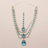 Exquisite Fashionable  Multi Layer Rhinestone Pendant Head Chain Bridal Wedding Ladies Crystal Forehead Chain Jewelry