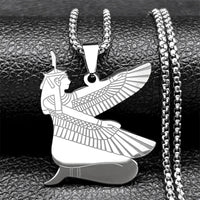 Egyptian Isis Goddess of Life Necklace for Women Men Stainless Steel Gold/Silver Color Egypt Mystery Amulet Chain Jewelry