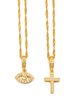 Anniyo Small Size Charm Eye Cross Stone Pendant Necklace Women Girls Trendy Birthday party Items,Factory Wholesale Price #201709